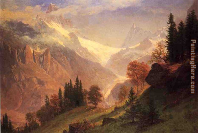 View of the Grindelwald painting - Albert Bierstadt View of the Grindelwald art painting